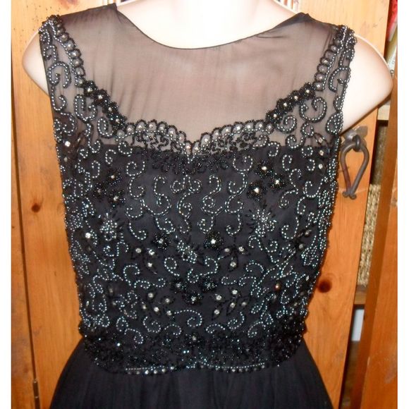 VTG Hollywood 50s 60s Cocktail Dress RHINESTONES - Picture 2 of 6